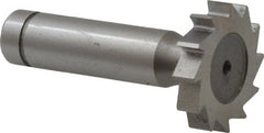 Made in USA - 1-1/8" Diam x 7/32" Face Width, Cobalt, 12 Teeth, Shank Connection Woodruff Keyseat Cutter - Uncoated, 2-7/32" OAL x 1/2" Shank, Straight Teeth, ANSI 709, Old Standard 17 - Exact Tooling