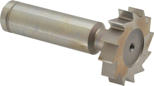 Made in USA - 1-1/8" Diam x 1/4" Face Width, Cobalt, 12 Teeth, Shank Connection Woodruff Keyseat Cutter - Uncoated, 2-1/4" OAL x 1/2" Shank, Straight Teeth, ANSI 809, Old Standard 18 - Exact Tooling