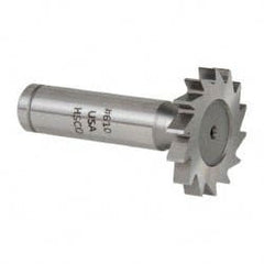 Made in USA - 1-1/4" Diam x 3/16" Face Width, Cobalt, 14 Teeth, Shank Connection Woodruff Keyseat Cutter - Uncoated, 2-3/16" OAL x 1/2" Shank, Straight Teeth, ANSI 610, Old Standard 19 - Exact Tooling