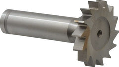 Made in USA - 1-1/4" Diam x 7/32" Face Width, Cobalt, 14 Teeth, Shank Connection Woodruff Keyseat Cutter - Uncoated, 2-7/32" OAL x 1/2" Shank, Straight Teeth, ANSI 710, Old Standard 20 - Exact Tooling