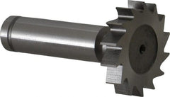 Made in USA - 1-1/4" Diam x 1/4" Face Width, Cobalt, 14 Teeth, Shank Connection Woodruff Keyseat Cutter - Uncoated, 2-1/4" OAL x 1/2" Shank, Straight Teeth, ANSI 810, Old Standard 21 - Exact Tooling