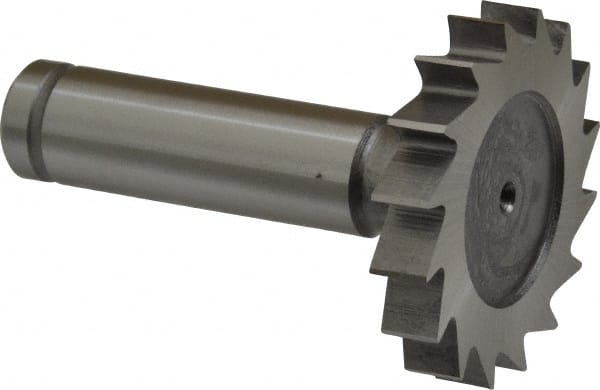 Made in USA - 1-1/2" Diam x 1/4" Face Width, Cobalt, 16 Teeth, Shank Connection Woodruff Keyseat Cutter - Uncoated, 2-1/4" OAL x 1/2" Shank, Straight Teeth, ANSI 812, Old Standard 24 - Exact Tooling