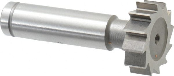 Made in USA - 1" Diam x 5/16" Face Width, Cobalt, 12 Teeth, Shank Connection Woodruff Keyseat Cutter - Uncoated, 2-5/16" OAL x 1/2" Shank, Straight Teeth, ANSI 1008, Old Standard B - Exact Tooling