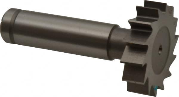 Made in USA - 1-1/4" Diam x 5/16" Face Width, Cobalt, 14 Teeth, Shank Connection Woodruff Keyseat Cutter - Uncoated, 2-5/16" OAL x 1/2" Shank, Straight Teeth, ANSI 1010, Old Standard D - Exact Tooling