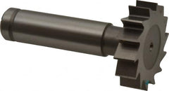 Made in USA - 1-1/4" Diam x 5/16" Face Width, Cobalt, 14 Teeth, Shank Connection Woodruff Keyseat Cutter - Uncoated, 2-5/16" OAL x 1/2" Shank, Straight Teeth, ANSI 1010, Old Standard D - Exact Tooling