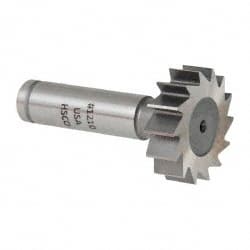 Made in USA - 1-1/4" Diam x 3/8" Face Width, Cobalt, 14 Teeth, Shank Connection Woodruff Keyseat Cutter - Uncoated, 2-3/8" OAL x 1/2" Shank, Straight Teeth, ANSI 1210, Old Standard E - Exact Tooling