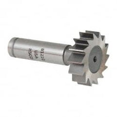 Made in USA - 1-1/4" Diam x 3/8" Face Width, Cobalt, 14 Teeth, Shank Connection Woodruff Keyseat Cutter - Uncoated, 2-3/8" OAL x 1/2" Shank, Straight Teeth, ANSI 1210, Old Standard E - Exact Tooling