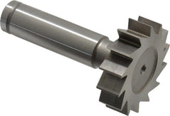 Made in USA - 1-3/8" Diam x 3/8" Face Width, Cobalt, 14 Teeth, Shank Connection Woodruff Keyseat Cutter - Uncoated, 2-3/8" OAL x 1/2" Shank, Straight Teeth, ANSI 1211, Old Standard F - Exact Tooling