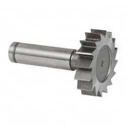 Made in USA - 1-1/2" Diam x 3/8" Face Width, Cobalt, 16 Teeth, Shank Connection Woodruff Keyseat Cutter - Uncoated, 2-3/8" OAL x 1/2" Shank, Straight Teeth, ANSI 1212, Old Standard G - Exact Tooling