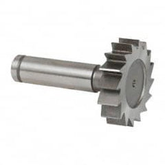 Made in USA - 1-1/2" Diam x 3/8" Face Width, Cobalt, 16 Teeth, Shank Connection Woodruff Keyseat Cutter - Uncoated, 2-3/8" OAL x 1/2" Shank, Straight Teeth, ANSI 1212, Old Standard G - Exact Tooling