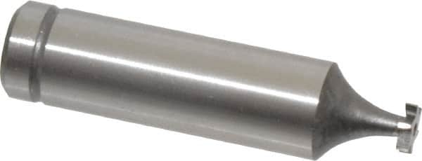 Made in USA - 1/4" Diam x 1/16" Face Width, Cobalt, 6 Teeth, Shank Connection Woodruff Keyseat Cutter - Uncoated, 2-1/16" OAL x 1/2" Shank, Staggered Teeth, ANSI 202, Old Standard 201 - Exact Tooling