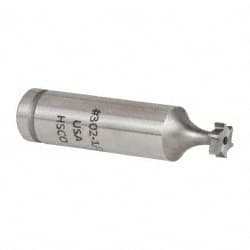 Made in USA - 5/16" Diam x 3/32" Face Width, Cobalt, 6 Teeth, Shank Connection Woodruff Keyseat Cutter - Uncoated, 2-3/32" OAL x 1/2" Shank, Staggered Teeth, ANSI 302-1/2, Old Standard 207 - Exact Tooling