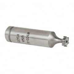 Made in USA - 5/16" Diam x 3/32" Face Width, Cobalt, 6 Teeth, Shank Connection Woodruff Keyseat Cutter - Uncoated, 2-3/32" OAL x 1/2" Shank, Staggered Teeth, ANSI 302-1/2, Old Standard 207 - Exact Tooling