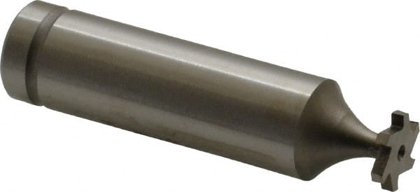 Made in USA - 3/8" Diam x 1/16" Face Width, Cobalt, 6 Teeth, Shank Connection Woodruff Keyseat Cutter - Uncoated, 2-1/16" OAL x 1/2" Shank, Staggered Teeth, ANSI 203, Old Standard 211 - Exact Tooling