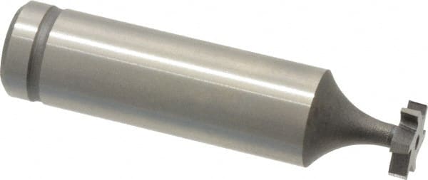 Made in USA - 3/8" Diam x 3/32" Face Width, Cobalt, 6 Teeth, Shank Connection Woodruff Keyseat Cutter - Uncoated, 2-3/32" OAL x 1/2" Shank, Staggered Teeth, ANSI 303, Old Standard 212 - Exact Tooling
