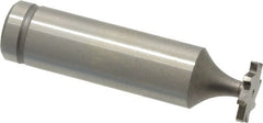 Made in USA - 1/2" Diam x 1/16" Face Width, Cobalt, 8 Teeth, Shank Connection Woodruff Keyseat Cutter - Uncoated, 2-1/16" OAL x 1/2" Shank, Staggered Teeth, ANSI 204, Old Standard 1 - Exact Tooling