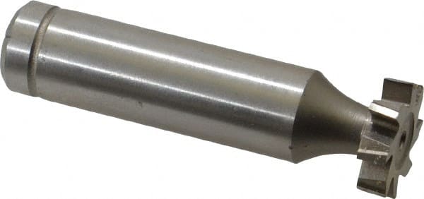 Made in USA - 5/8" Diam x 5/32" Face Width, Cobalt, 8 Teeth, Shank Connection Woodruff Keyseat Cutter - Uncoated, 2-5/32" OAL x 1/2" Shank, Staggered Teeth, ANSI 505, Old Standard 6 - Exact Tooling