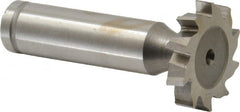 Made in USA - 1" Diam x 3/16" Face Width, Cobalt, 10 Teeth, Shank Connection Woodruff Keyseat Cutter - Uncoated, 2-3/16" OAL x 1/2" Shank, Staggered Teeth, ANSI 608, Old Standard 13 - Exact Tooling