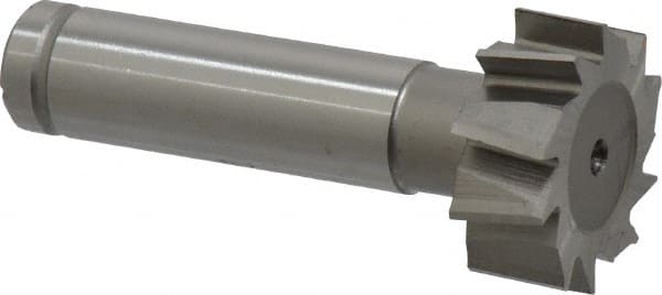 Made in USA - 1" Diam x 3/8" Face Width, Cobalt, 10 Teeth, Shank Connection Woodruff Keyseat Cutter - Uncoated, 2-3/8" OAL x 1/2" Shank, Staggered Teeth, ANSI 1208, Old Standard 152 - Exact Tooling