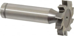 Made in USA - 1-1/8" Diam x 3/16" Face Width, Cobalt, 10 Teeth, Shank Connection Woodruff Keyseat Cutter - Uncoated, 2-3/16" OAL x 1/2" Shank, Staggered Teeth, ANSI 609, Old Standard 16 - Exact Tooling