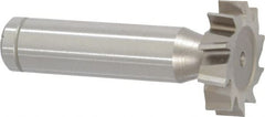 Made in USA - 1" Diam x 1/4" Face Width, Cobalt, 10 Teeth, Shank Connection Woodruff Keyseat Cutter - Uncoated, 2-1/4" OAL x 1/2" Shank, Staggered Teeth, ANSI 808, Old Standard 15 - Exact Tooling