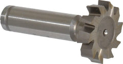 Made in USA - 1-1/8" Diam x 1/4" Face Width, Cobalt, 10 Teeth, Shank Connection Woodruff Keyseat Cutter - Uncoated, 2-1/4" OAL x 1/2" Shank, Staggered Teeth, ANSI 809, Old Standard 18 - Exact Tooling