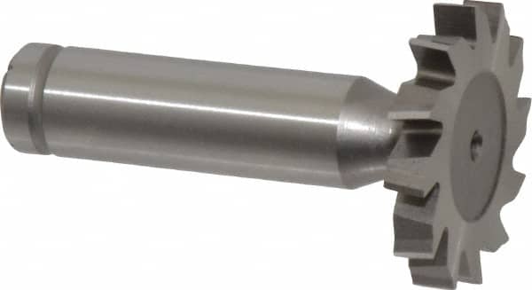 Made in USA - 1-1/4" Diam x 3/16" Face Width, Cobalt, 12 Teeth, Shank Connection Woodruff Keyseat Cutter - Uncoated, 2-3/16" OAL x 1/2" Shank, Staggered Teeth, ANSI 610, Old Standard 19 - Exact Tooling