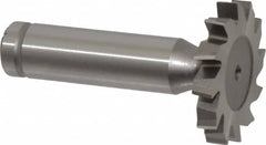 Made in USA - 1-1/4" Diam x 3/16" Face Width, Cobalt, 12 Teeth, Shank Connection Woodruff Keyseat Cutter - Uncoated, 2-3/16" OAL x 1/2" Shank, Staggered Teeth, ANSI 610, Old Standard 19 - Exact Tooling