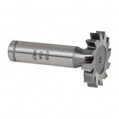 Made in USA - 1-1/4" Diam x 7/32" Face Width, Cobalt, 12 Teeth, Shank Connection Woodruff Keyseat Cutter - Uncoated, 2-7/32" OAL x 1/2" Shank, Staggered Teeth, ANSI 710, Old Standard 20 - Exact Tooling