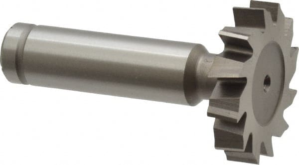 Made in USA - 1-1/4" Diam x 1/4" Face Width, Cobalt, 12 Teeth, Shank Connection Woodruff Keyseat Cutter - Uncoated, 2-1/4" OAL x 1/2" Shank, Staggered Teeth, ANSI 810, Old Standard 21 - Exact Tooling