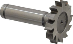 Made in USA - 1-3/8" Diam x 1/4" Face Width, Cobalt, 12 Teeth, Shank Connection Woodruff Keyseat Cutter - Uncoated, 2-1/4" OAL x 1/2" Shank, Staggered Teeth, ANSI 811, Old Standard 22 - Exact Tooling