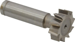 Made in USA - 1" Diam x 5/16" Face Width, Cobalt, 10 Teeth, Shank Connection Woodruff Keyseat Cutter - Uncoated, 2-5/16" OAL x 1/2" Shank, Staggered Teeth, ANSI 1008, Old Standard B - Exact Tooling