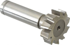 Made in USA - 1-1/8" Diam x 5/16" Face Width, Cobalt, 10 Teeth, Shank Connection Woodruff Keyseat Cutter - Uncoated, 2-5/16" OAL x 1/2" Shank, Staggered Teeth, ANSI 1009, Old Standard C - Exact Tooling