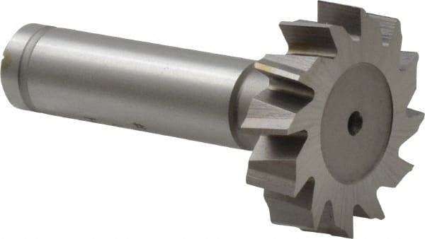 Made in USA - 1-1/4" Diam x 5/16" Face Width, Cobalt, 14 Teeth, Shank Connection Woodruff Keyseat Cutter - Uncoated, 2-5/16" OAL x 1/2" Shank, Staggered Teeth, ANSI 1010, Old Standard D - Exact Tooling