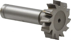 Made in USA - 1-1/4" Diam x 5/16" Face Width, Cobalt, 14 Teeth, Shank Connection Woodruff Keyseat Cutter - Uncoated, 2-5/16" OAL x 1/2" Shank, Staggered Teeth, ANSI 1010, Old Standard D - Exact Tooling