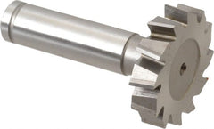 Made in USA - 1-3/8" Diam x 5/16" Face Width, Cobalt, 12 Teeth, Shank Connection Woodruff Keyseat Cutter - Uncoated, 2-5/16" OAL x 1/2" Shank, Staggered Teeth, ANSI 1011, Old Standard 23 - Exact Tooling