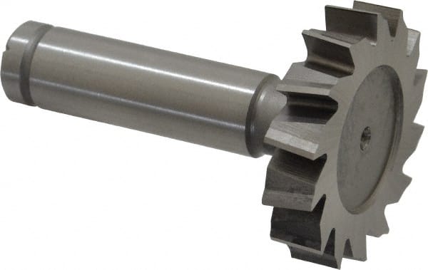 Made in USA - 1-1/2" Diam x 5/16" Face Width, Cobalt, 14 Teeth, Shank Connection Woodruff Keyseat Cutter - Uncoated, 2-5/16" OAL x 1/2" Shank, Staggered Teeth, ANSI 1012, Old Standard 25 - Exact Tooling