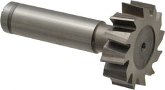 Made in USA - 1-1/4" Diam x 3/8" Face Width, Cobalt, 12 Teeth, Shank Connection Woodruff Keyseat Cutter - Uncoated, 2-3/8" OAL x 1/2" Shank, Staggered Teeth, ANSI 1210, Old Standard E - Exact Tooling