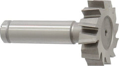 Made in USA - 1-3/8" Diam x 3/8" Face Width, Cobalt, 12 Teeth, Shank Connection Woodruff Keyseat Cutter - Uncoated, 2-3/8" OAL x 1/2" Shank, Staggered Teeth, ANSI 1211, Old Standard F - Exact Tooling