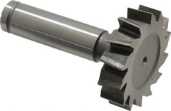 Made in USA - 1-1/2" Diam x 3/8" Face Width, Cobalt, 14 Teeth, Shank Connection Woodruff Keyseat Cutter - Uncoated, 2-3/8" OAL x 1/2" Shank, Staggered Teeth, ANSI 1212, Old Standard G - Exact Tooling