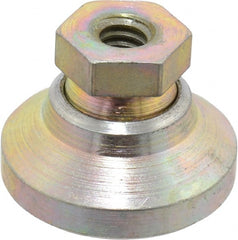 Gibraltar - 1000 Lb Capacity, 1/4-20 Thread, 45/64" OAL, Zinc Stud, Tapped Pivotal Socket Mount Leveling Mount - 1" Base Diam, Zinc Pad, 1/2" Hex - Exact Tooling