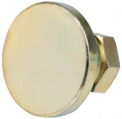 Gibraltar - 3750 Lb Capacity, 3/8-16 Thread, 7/8" OAL, Zinc Stud, Tapped Pivotal Socket Mount Leveling Mount - 1-1/4" Base Diam, Zinc Pad, 5/8" Hex - Exact Tooling