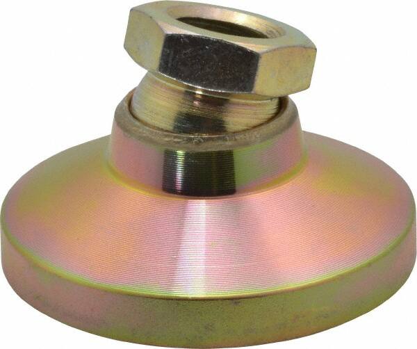Gibraltar - 5000 Lb Capacity, 1/2-13 Thread, 1-1/8" OAL, Zinc Stud, Tapped Pivotal Socket Mount Leveling Mount - 1-7/8" Base Diam, Zinc Pad, 3/4" Hex - Exact Tooling