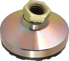 Gibraltar - 4500 Lb Capacity, 5/8-11 Thread, 1-1/4" OAL, Zinc Stud, Tapped Pivotal Socket Mount Leveling Mount - 2-1/2" Base Diam, Steel Pad, 7/8" Hex - Exact Tooling