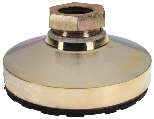 Gibraltar - 5550 Lb Capacity, 3/4-10 Thread, 1-1/2" OAL, Zinc Stud, Tapped Pivotal Socket Mount Leveling Mount - 3" Base Diam, Steel Pad, 1-1/16" Hex - Exact Tooling