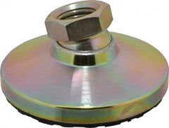 Gibraltar - 15000 Lb Capacity, 1-8 Thread, 1-7/8" OAL, Zinc Stud, Tapped Pivotal Socket Mount Leveling Mount - 4" Base Diam, Steel Pad, 1-3/8" Hex - Exact Tooling