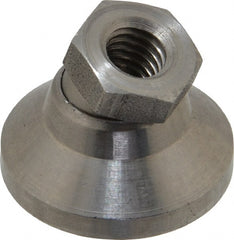 Gibraltar - 3750 Lb Capacity, 3/8-16 Thread, 7/8" OAL, Stainless Steel Stud, Tapped Pivotal Socket Mount Leveling Mount - 1-1/4" Base Diam, Stainless Steel Pad, 5/8" Hex - Exact Tooling