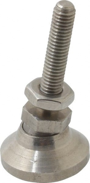 Gibraltar - 10-32 Bolt Thread, Studded Pivotal Stud Mount Leveling Pad & Mount - 700 Max Lb Capacity, 3/4" Base Diam - Exact Tooling