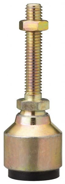 Gibraltar - 2710 Lb Capacity, 1-1/4-7 Thread, 6-7/8" OAL, Zinc Stud, Studded Socket Mount Leveling Mount - 4" Stud Length, 6" Base Diam, Zinc Pad, 1-7/8" Hex - Exact Tooling