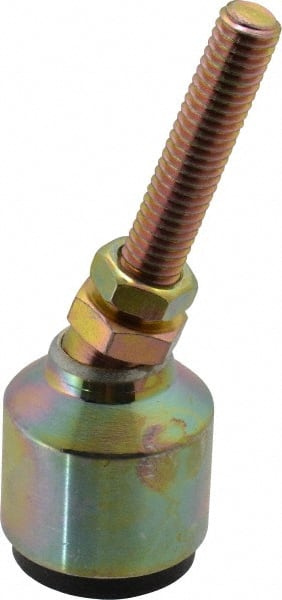 Gibraltar - 50 Lb Capacity, 3/8-16 Thread, 3-1/2" OAL, Zinc Stud, Studded Socket Mount Leveling Mount - 2" Stud Length, 1-1/4" Base Diam, Zinc Pad, 5/8" Hex - Exact Tooling